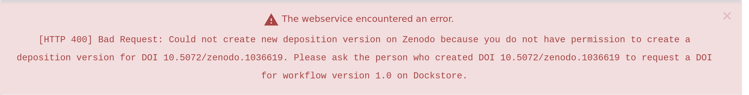 Request DOI permission error