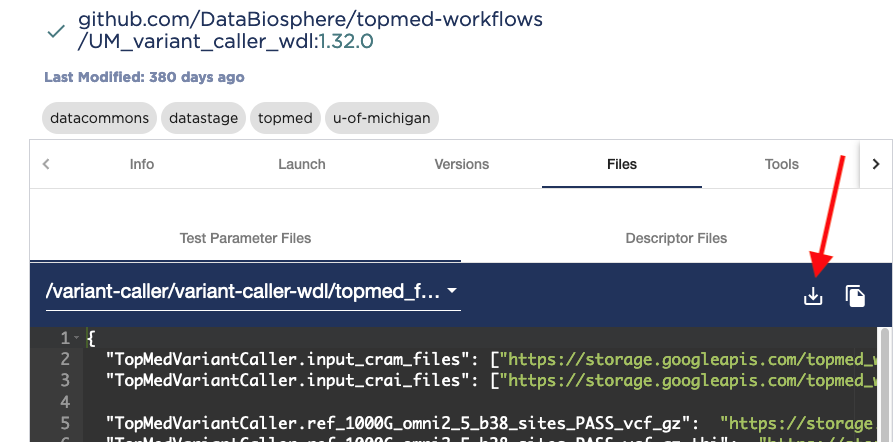 Download test parameter file