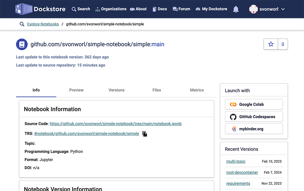 Public notebook page